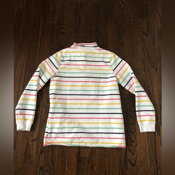 WoolOvers Women’s S Organic Cotton White Striped 1/4 Zip Pullover w/Pockets -EUC - Picture 11 of 11